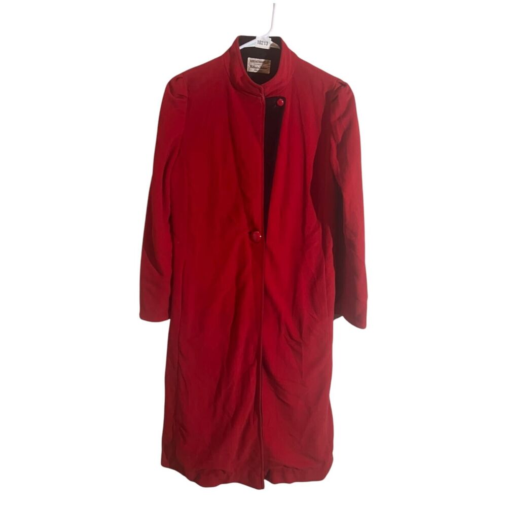Vintage Wellington Kashmiracle Red Long Coat Button Closure Womens Size M
